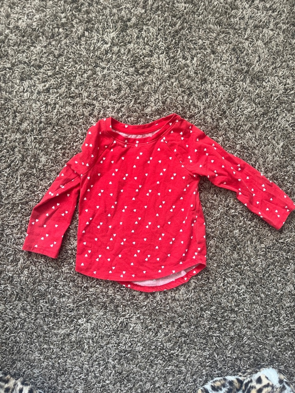 Cat & Jack Red Long-Sleeve Tee with White Heart Print